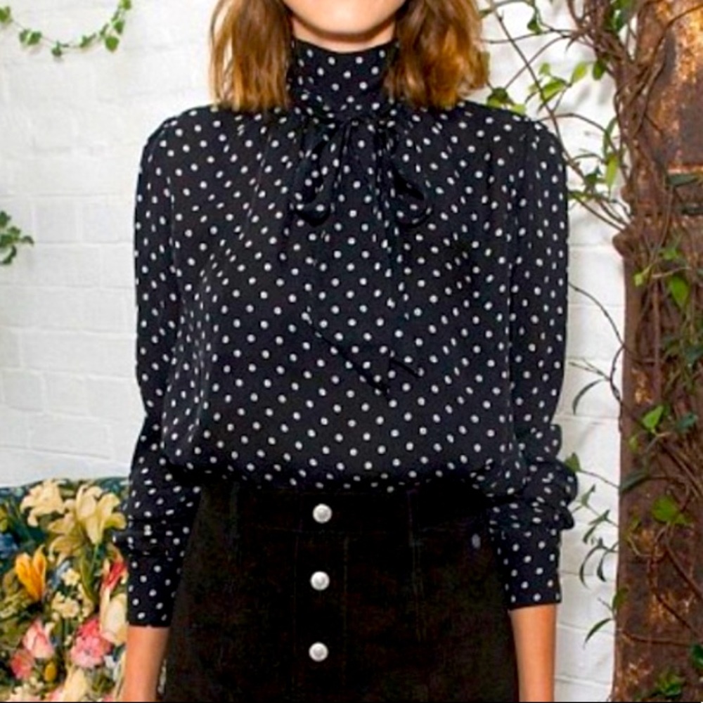 Kate Moss Topshop Tie Neck Sheer Blouse UK 12